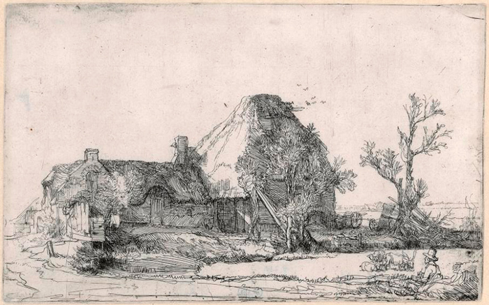 Rembrandt landschap met tekenaar 1650 700web